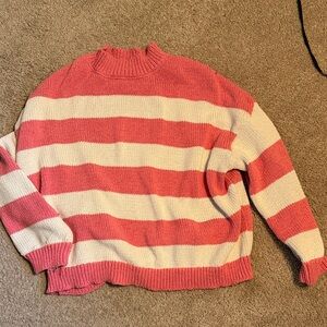 Striped Pink and Cream Women's Sweater
